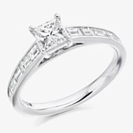 Platinum Princess-Cut Diamond-Shoulder Engagement Ring (M) ENG3342