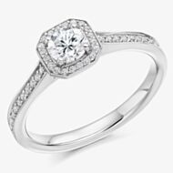 Platinum 0.53ct Diamond Shoulder-Set Halo Engagement Ring ENG3549
