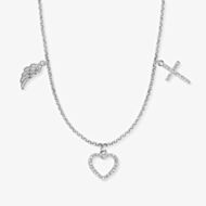 Angel Whisperer Silver Cubic Zirconia Faith Love & Hope Necklace ERN-FLH-ZI