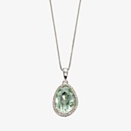 9ct White Gold Pear Cut Green Fluorite & Diamond Pendant GP2239G GN151