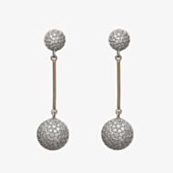 House Of Lor Silver Cubic Zirconia Rose Gold Bar Earrings H-30004