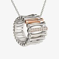 House Of Lor Silver Rose Gold Cubic Zirconia Curved Bar Pendant H-40009