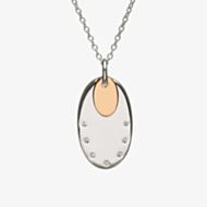 House Of Lor Silver Cubic Zirconia Oval Rose Gold Plated Pendant H-40020