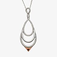 House Of Lor Silver Rose Gold-plated Cubic Zirconia Open Tear Drop Pendant H-40032