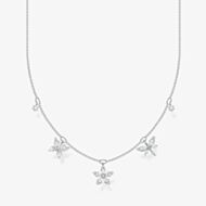 THOMAS SABO Sterling Silver White Cubic Zirconia Flower Necklace KE2100-051-14