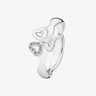 Spinning Silver Lucky Heart Clover Ring 80512