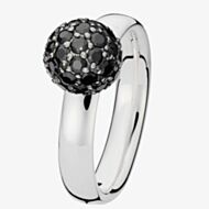 Spinning Silver Black Magic Cubic Zirconia Ball Ring 81209