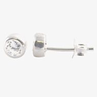 Silver 5mm Cubic Zirconia Round Rollover Stud Earrings 8-57-7769