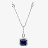 Crislu Silver Blue Cubic Zirconia Cushion Cluster Pendant 9010173N16SA 