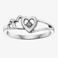 9ct White Gold Diamond Triple Open Heart Ring CH406WG-10