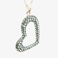 T H Baker Silver Pave Cubic Zirconia Blue Heart Pendant P-1577-N-BLU