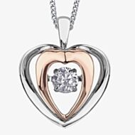 9ct Two Tone Gold 0.15ct Diamond Pulse Open Heart Pendant P3117WR/15-10