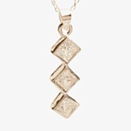 Topaz Silver Triple Square-cut Cubic Zirconia Rubover Pendant PZ-062-SQ
