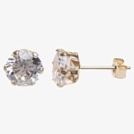 9ct Yellow Gold Cubic Zirconia Round Stud Earrings SE305