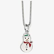 D For Diamond Sterling Silver Enamel Snowman Pendant P4335