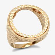 9ct Yellow Gold Engraved Victorian Sovereign Ring Mount SR009/F