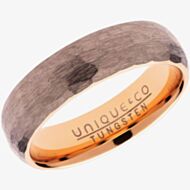 Unique Mens Rose Gold Plated Hammered Tungsten 6mm Ring TUR-109
