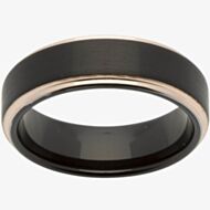 Unique Mens Black & Rose Gold Plated Tungsten 7mm Ring TUR-55