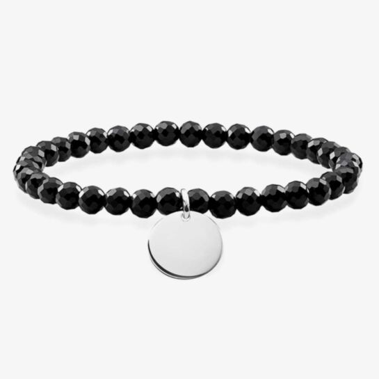 THOMAS SABO Love Bridge Faceted Obsidian Disc Bracelet LBA0113-840-11