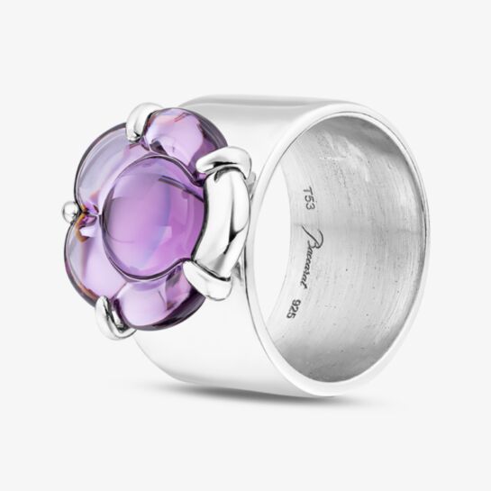 Baccarat B Flower Silver Purple Crystal Flower Ring 2803462