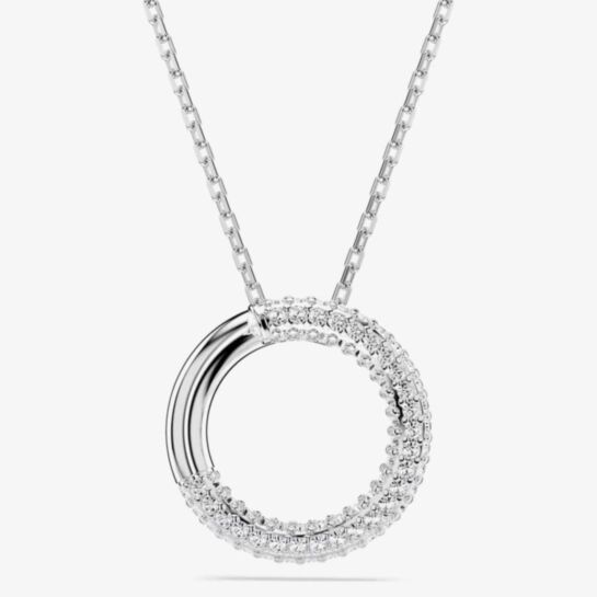 Swarovski 5692737 Dextera Rhodium Plated White Circle Necklace