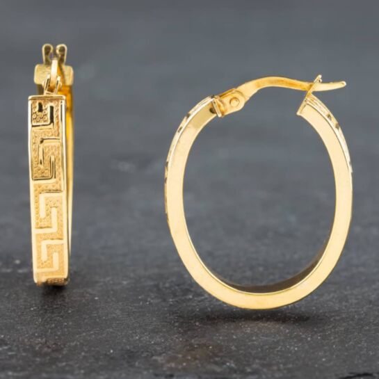 9ct Gold Greek Key Design Hoop Earrings - G Davison & Sons Jewellers In - Foto 11