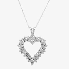 14K White Gold Lifeline Heartbeat Necklace – Open Heart & EKG Pulse Charm Pendant On 22" Rolo Chain