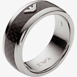 Emporio Armani Mens Sig Black Logo Ring EGS1602040