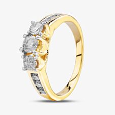 18ct Yellow Gold 1.00ct Three Stone Diamond Shoulder Ring THR4901-100 18Y