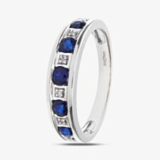 9ct White Gold Brilliant Sapphire & 0.02ct Diamond Half Eternity Ring PR10429W SA