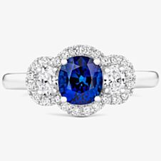 Tivon 18ct White Gold Sapphire & Diamond Triple Cluster Ring RW-1456-BS M 