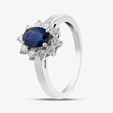 18ct White Gold 0.94ct Oval Cut Ruby & Diamond Cluster Ring BZCJ N