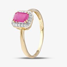 9ct Yellow Gold Ruby Cluster Ring DR1619YRU
