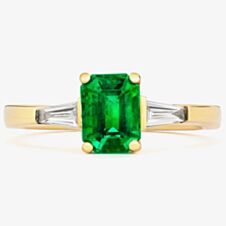 Tivon 18ct Yellow Gold Emerald-Cut Colombian Emerald & Diamond Ring RY-1071-EM M1/2