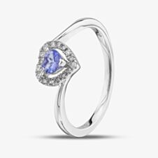 Gold Impression 9ct White Gold Tanzanite & Diamond Heart Twist Ring RJR4005