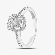 Pure Brilliance 9ct White Gold 0.49ct Diamond Baguette Halo Cluster Ring THR15209-50