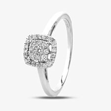9ct White Gold 0.25ct Diamond Cushion Cluster Ring THR10926-25
