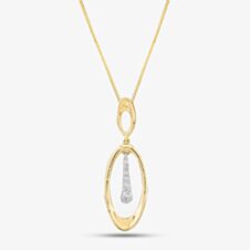 9ct Yellow Gold Diamond Oval Dropper Necklace P4537YW/10C-10