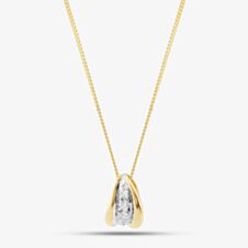 9ct Yellow Gold Brilliant Cut Diamond Curverd Necklace P1240/10C-10