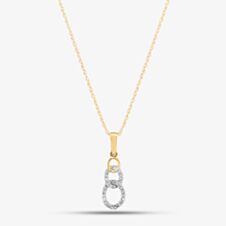 9ct Yellow Gold 0.08ct Brilliant Cut Diamond Open Circle Necklace THP43040-08 (YG)
