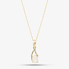 Gold Impression 9ct Yellow Gold Oval Opal & Diamond Pendant Necklace RJP04810