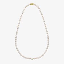 9ct Yellow Gold Flower Diamond Freshwater Pearl Beaded Necklace GN410W