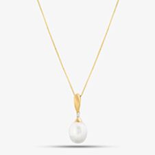 9ct Gold Diamond Freshwater Pendant GP758W