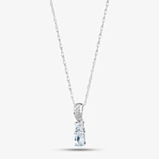 9ct White Gold Oval Aquamarine and Diamond Pendant BSS413-AQ
