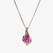 9ct Yellow Gold Ruby and Diamond Swirl Pendant P1860/7-10 RUBY