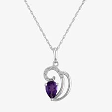 9ct White Gold Pear-cut Amethyst and Diamond Swirl Pendant THP9520P-AA