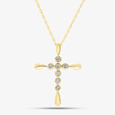 9ct Yellow Gold 0.10ct Bezel-set Diamond Cross Pendant THP22144-10