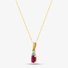  9ct Yellow Gold Ruby & Diamond Pendant Necklace QP00178-R YG
