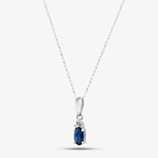  9ct White Gold Sapphire & Diamond Pendant Necklace QP00178-BS