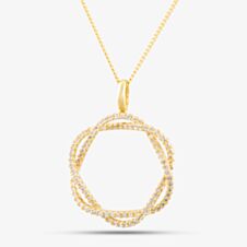 14ct Yellow Gold 0.47ct Brilliant Cut Diamond Crossover Circle Pendant Necklace 233765 585/GG